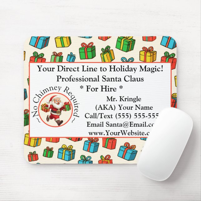 Tapis De Souris  Santa Claus Business Card Holiday Magic (Avec souris)