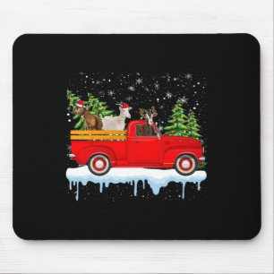 Tapis De Souris Santa Claus Caravane de chèvre Camion Rouge Arbre