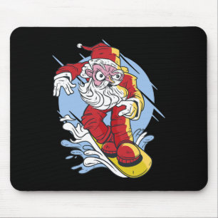 Tapis De Souris Santa Claus Snowboard Noël Snowboard Sport