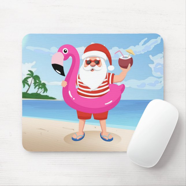 Tapis De Souris Santa Claus with flamingo (Avec souris)