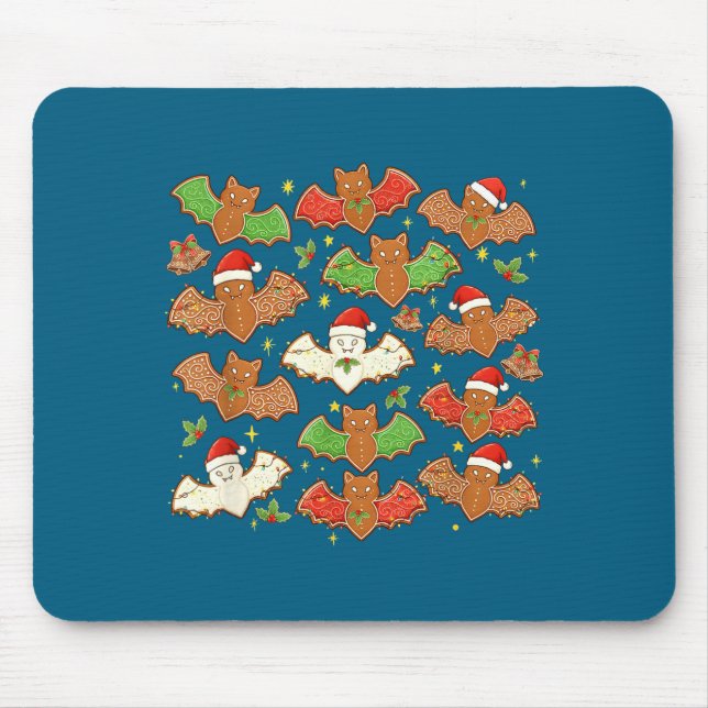 Tapis De Souris Santa Hat Bat Soky Christmas Gingerbread Bats Xmas (Devant)