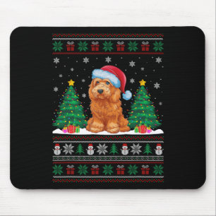 Tapis De Souris Santa Hat Goldendoodle Chien Xmas L'Arbre Éclat S