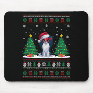 Tapis De Souris Santa Hat Papillon Chien Noël Lumières des arbres 