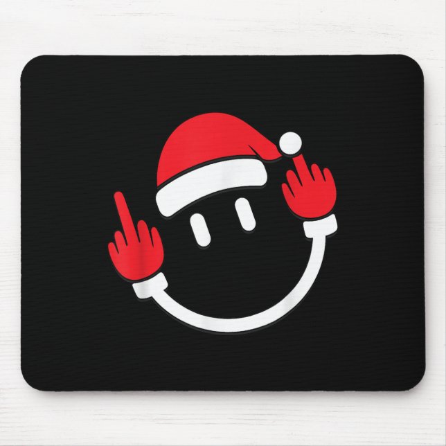 Tapis De Souris Santa Middle Finger Flip Off _ Christmas Profanity (Devant)