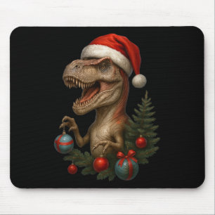 Tapis De Souris Santa T-rex Noël Dinosaure drôle de vacances 