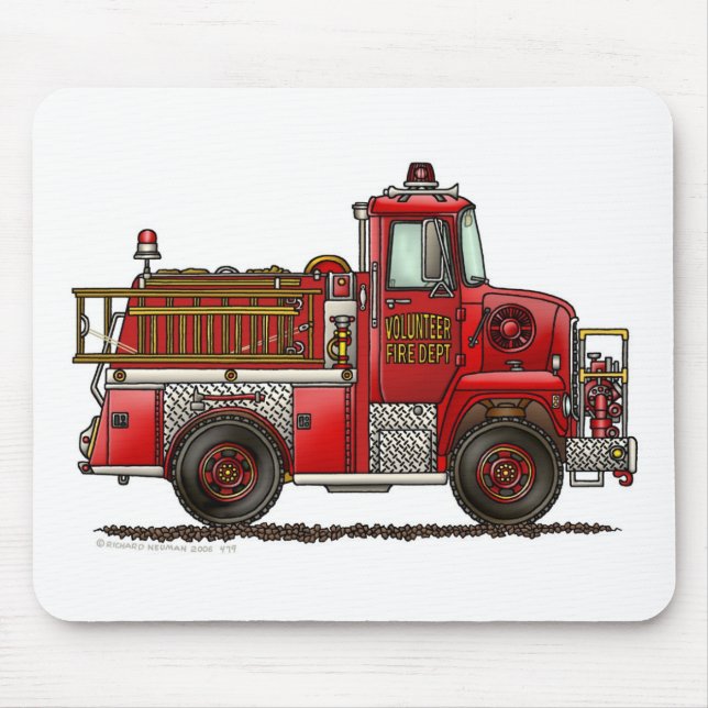 Tapis De Souris Sapeur-pompier volontaire de camion de pompiers (Devant)