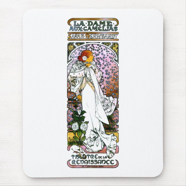 Tapis De Souris Sarah Bernhardt, La Dame aux Camélias, Mucha Fine (Devant)