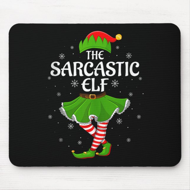 Tapis De Souris Sarcastic Elf Christmas Family Girls Women Elf Squ (Devant)