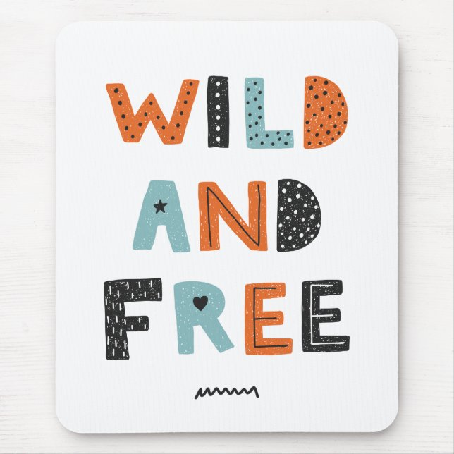 Tapis De Souris Sauvage et libre | Lettres Doodle (Devant)