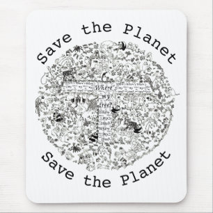 Tapis De Souris Sauver la planète Terre Animaux et Arbres menacés 