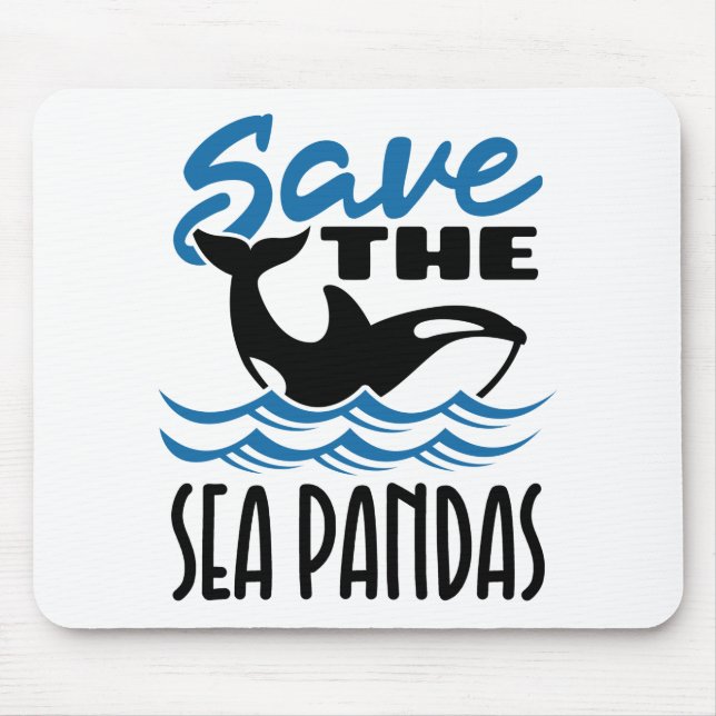 Tapis De Souris Sauvez la mer Pandas Orca tueur baleines (Devant)