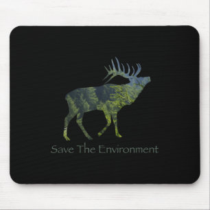 Tapis De Souris Sauvez l'environnement Deer Silhouette De l'enviro