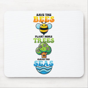 Tapis De Souris Sauvez les abeilles Plantes Arbres Mer propres De