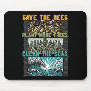 Tapis De Souris Sauvez les abeilles Plantes Arbres Mer propres De