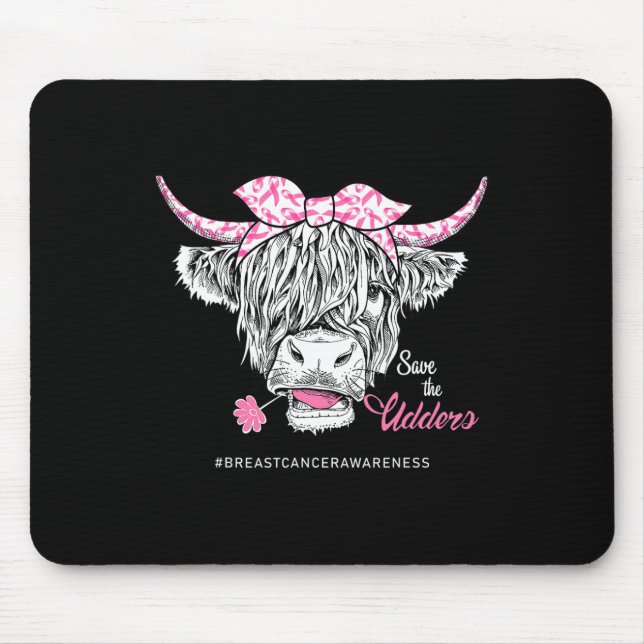 Tapis De Souris Sauvez les Udders Heifer Cow Sensibilisation au ca (Devant)