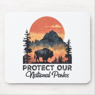 Tapis De Souris Sauvez nos parcs nationaux Résister Service Bison 