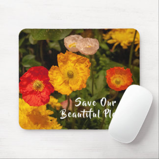 Tapis De Souris Sauvez Notre Belle Planète Jolies Fleurs Lumineuse