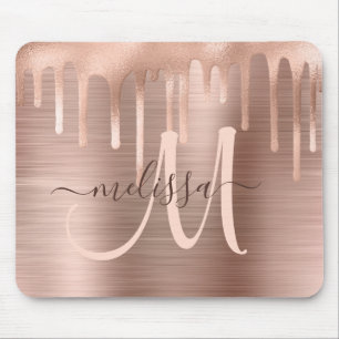 Tapis De Souris Scénario Chic Rose Gold Driving Brossé Metal Blu