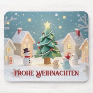 Tapis De Souris Scène de Noël festive avec bonhommes de neige
