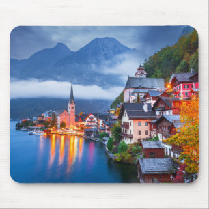 Tapis De Souris Scène de nuit Hallsttatt, Autriche