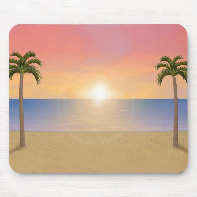 Tapis De Souris Scène de plage de coucher du soleil : Mousepad (Devant)