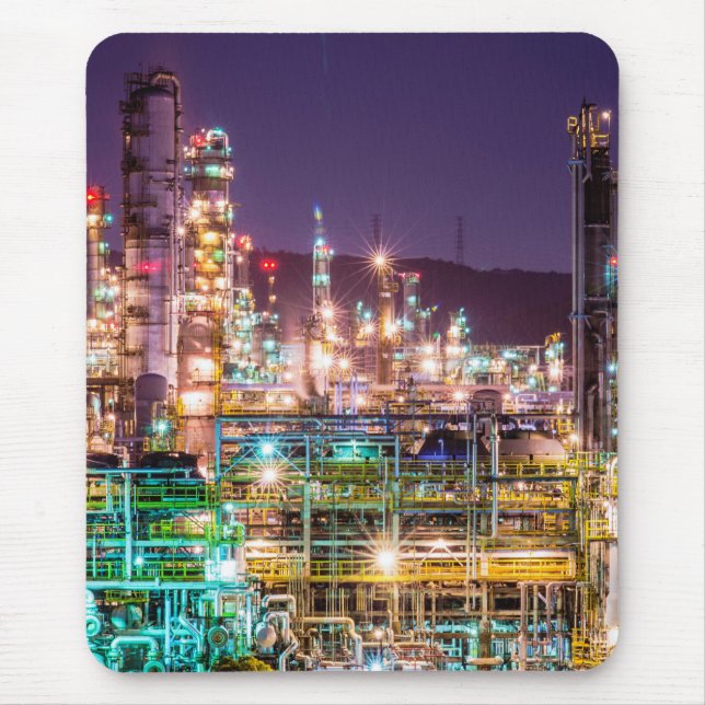 Tapis De Souris Scène de scintillement de nuit de raffinerie de (Devant)