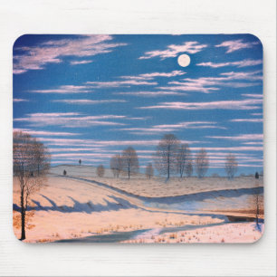 Tapis De Souris Scène hivernale de Farrer au clair de lune :
