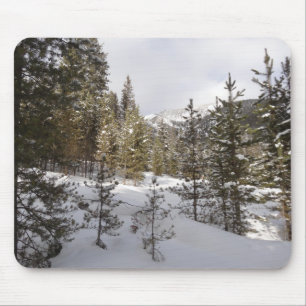 Tapis De Souris Scene hivernale de montagne neige au Montana