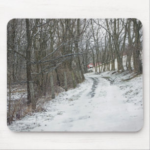Tapis De Souris Scène hivernale Où la route peut vous emmener