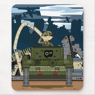 Tapis De Souris Scène Mousepad de soldat et de réservoir d'armé
