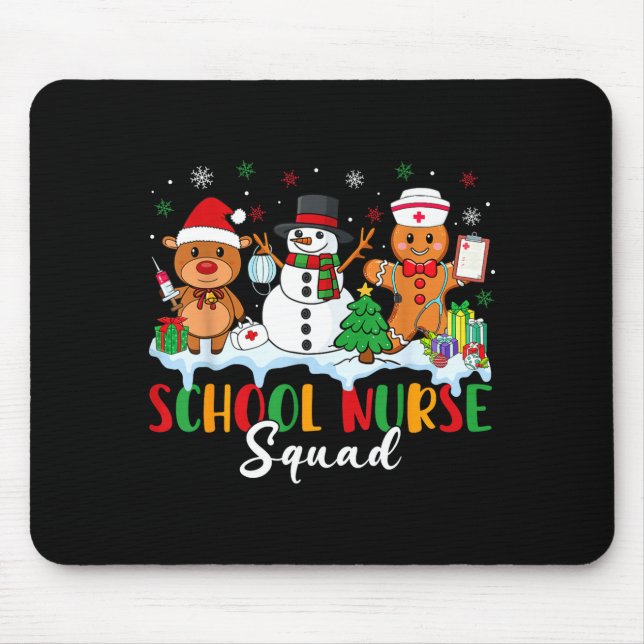 Tapis De Souris School Nurse Squad Reindeer Snowman Gingerbread Ch (Devant)