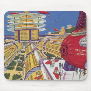 Tapis De Souris Science-fiction vintage, New York City futuriste
