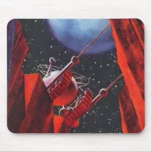 Tapis De Souris Science-fiction vintage, rover lunaire spatial de