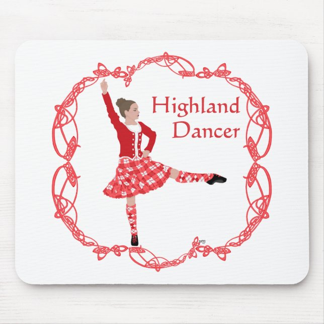 Tapis De Souris Scottish Highland Dancer Celtic Knotwork Rouge (Devant)