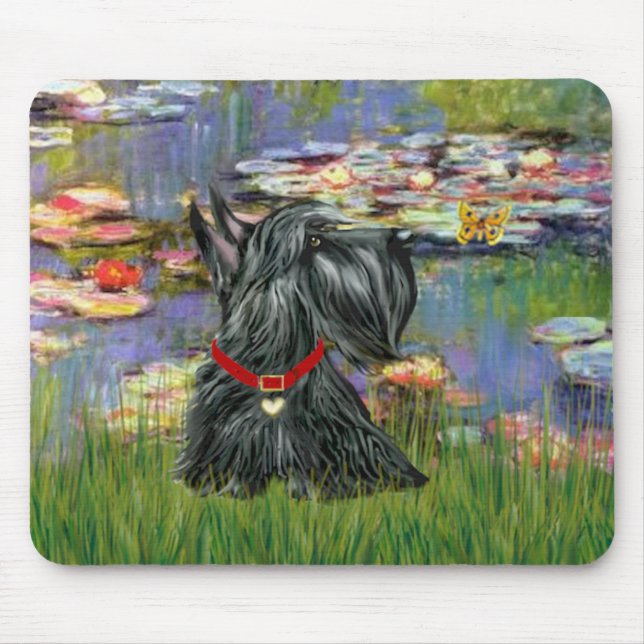 Tapis De Souris Scottish Terrier 12 - Lilies 2 (Devant)