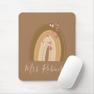 Tapis De Souris Script Papillons Arc-en-ciel Nom de l'enseignant  