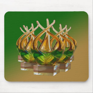 Tapis De Souris Sculpture en verre en verts et bruns Mousepad