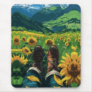 Tapis De Souris Se détendre au paradis des tournesols