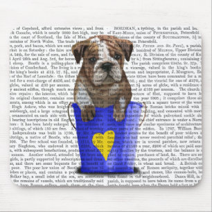 Tapis De Souris Seau de bouledogue de bleu d'amour