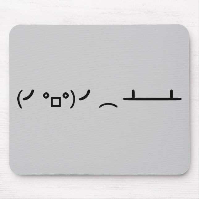 Tapis De Souris Secousse de Tableau renversant l'émoticône d'ASCII (Devant)