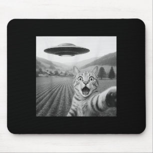 Tapis De Souris Selfie De Chat Avec Alien Ufo Drôle Cadeaux De Cha
