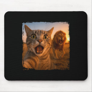 Tapis De Souris Selfie De Chat Drôle Avec Mème De Chat Lion Pour H