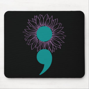 Tapis De Souris Semicolon de tournesol Sensibilisation au suicide