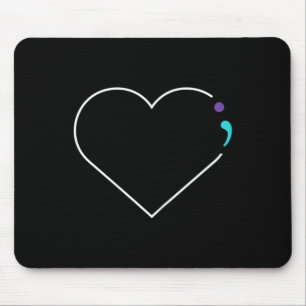 Tapis De Souris Semicolon du coeur Sensibilisation à la santé ment