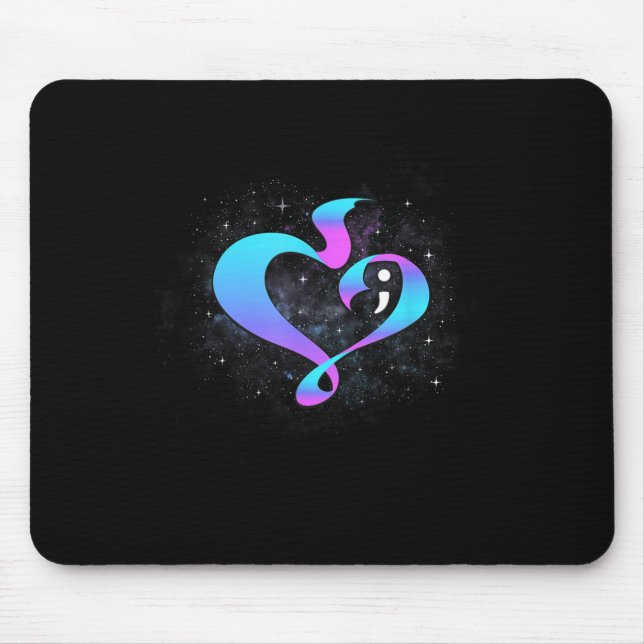 Tapis De Souris Semicolon en forme cardiaque - Sensibilisation à l (Devant)