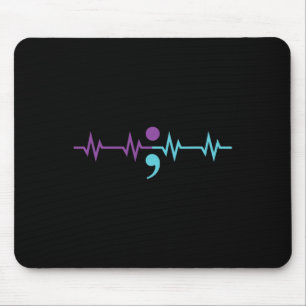 Tapis De Souris Semicolon Heartbeat Prévention du suicide cardiaqu