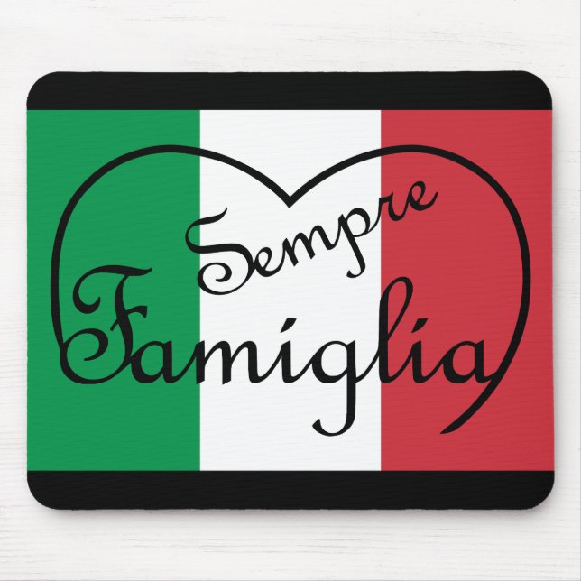 Tapis De Souris Sempre Famiglia Italien "Toujours Famille" Coeur (Devant)