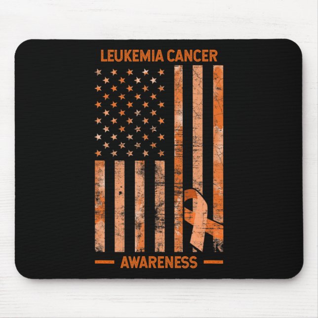 Tapis De Souris Sensibilisation à la leucémie USA Drapeau Leucémie (Devant)