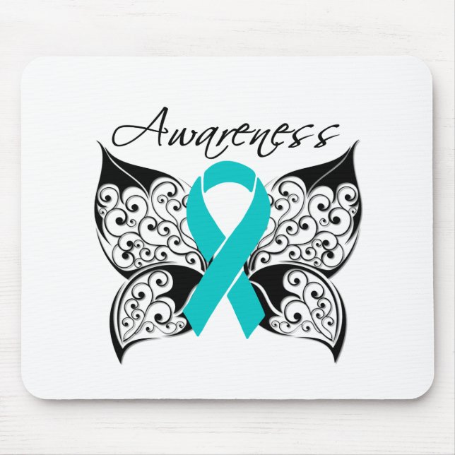 Tapis De Souris Sensibilisation aux papillons de tatouage - Cancer (Devant)