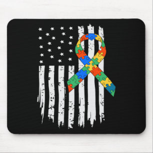 Tapis De Souris Sensibilisation sur l'autisme American Flag Puzzle